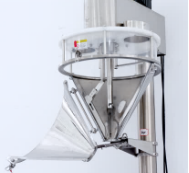 Auger powder filler hopper design and cleaning components